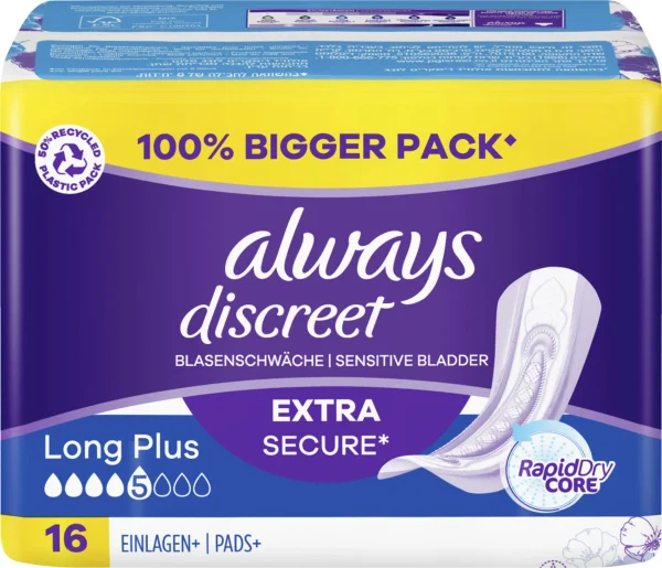 Always® Discreet Inkontinenz-Einlagen Long Plus 1