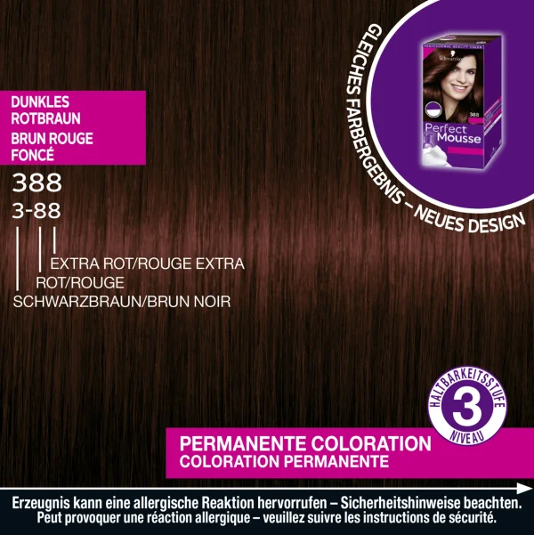 Schwarzkopf Perfect Mousse Perfect Mousse Schaumcoloration 388 Dunkles Rotbraun 4
