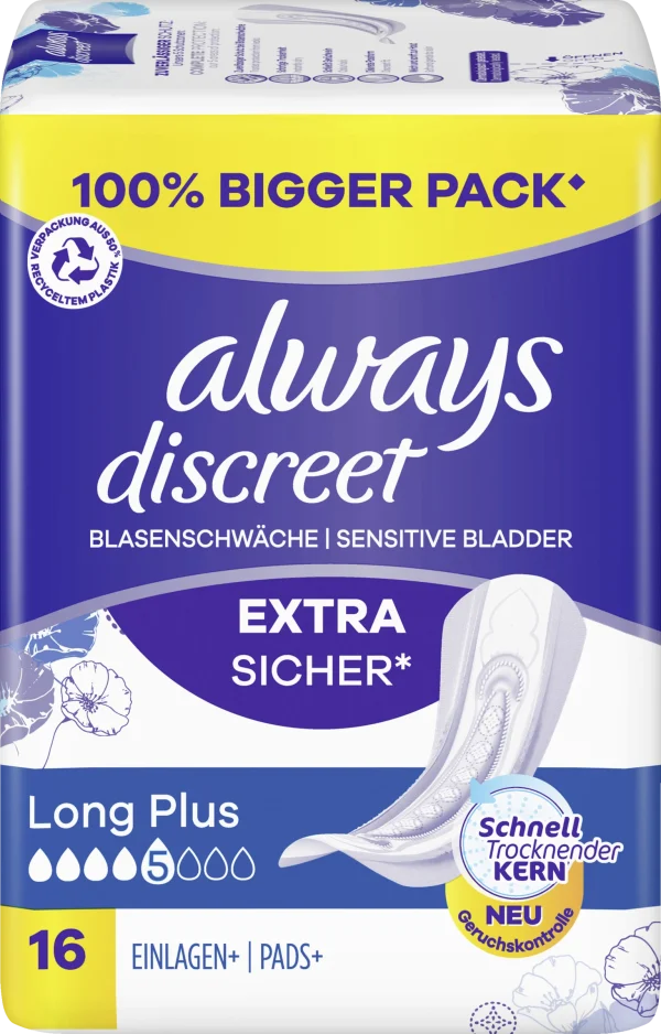 Always® Discreet Inkontinenz-Einlagen Long Plus Big Pack 1