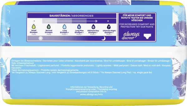 Always® Discreet Inkontinenz-Einlagen Long Plus Big Pack 4