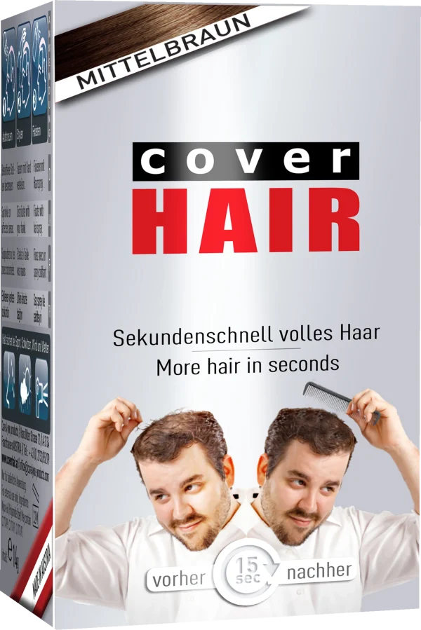 COVER HAIR Haarverdichtung Mit Schütthaar Mittelbraun 1