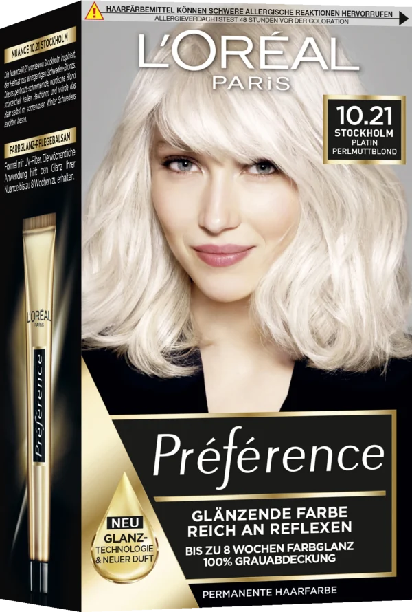 L’Oréal Paris Préférence Permanente Haarfarbe 10.21 Platin Perlmuttblond (Stockholm) 3