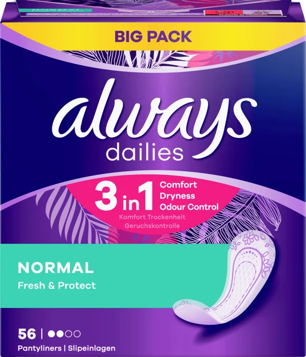 Always® Dailies 3in1 Normal Fresh & Protect Slipeinlagen Big Pack 1