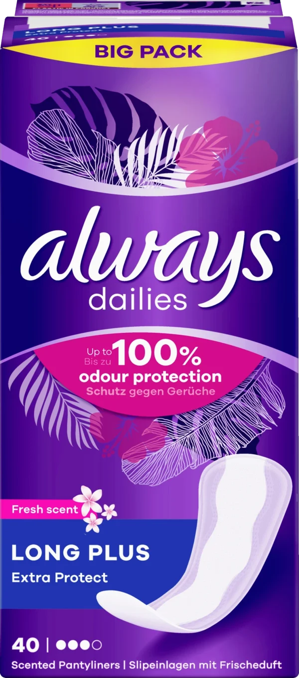Always® Dailies Long Plus Extra Protect Fresh Scent Slipeinlagen Big Pack 1