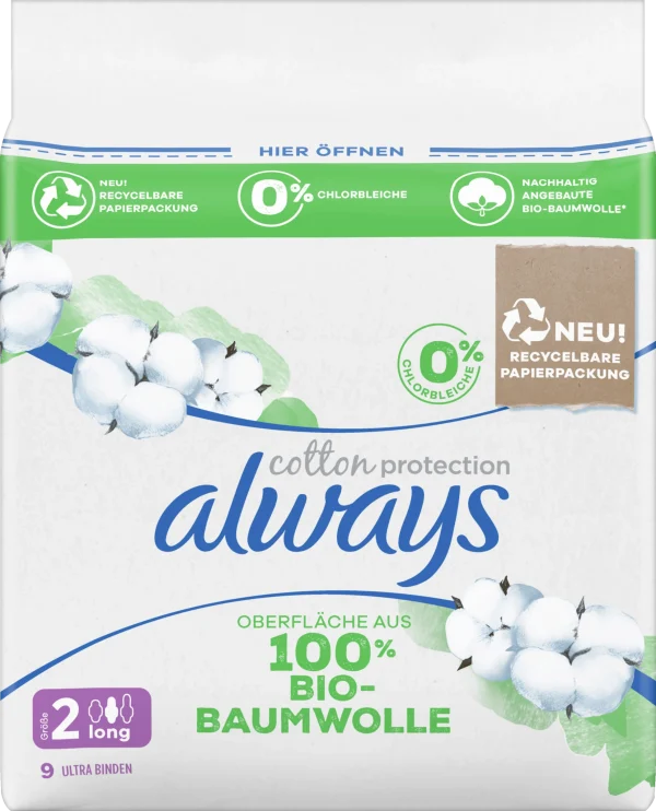 Always® Cotton Protection Binden Mit Flügeln Long Gr. 2 1