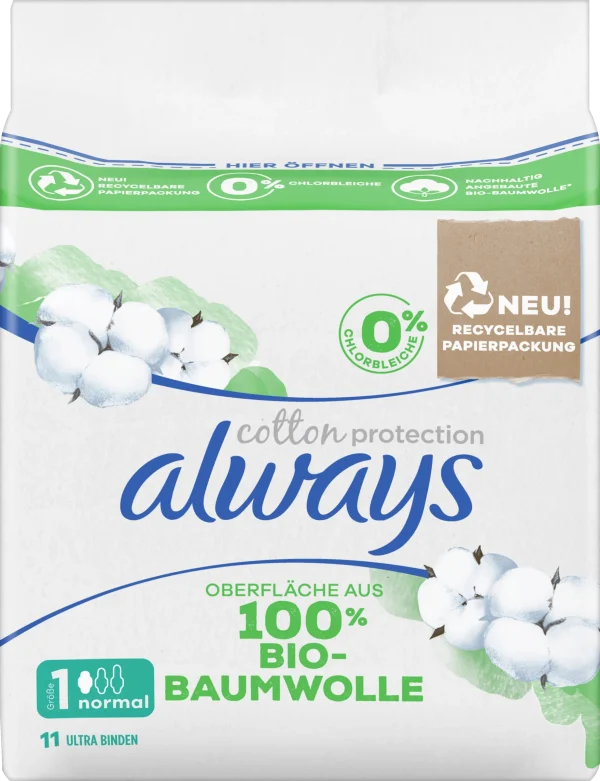 Always® Cotton Protection Binden Mit Flügeln Normal Gr. 1 1