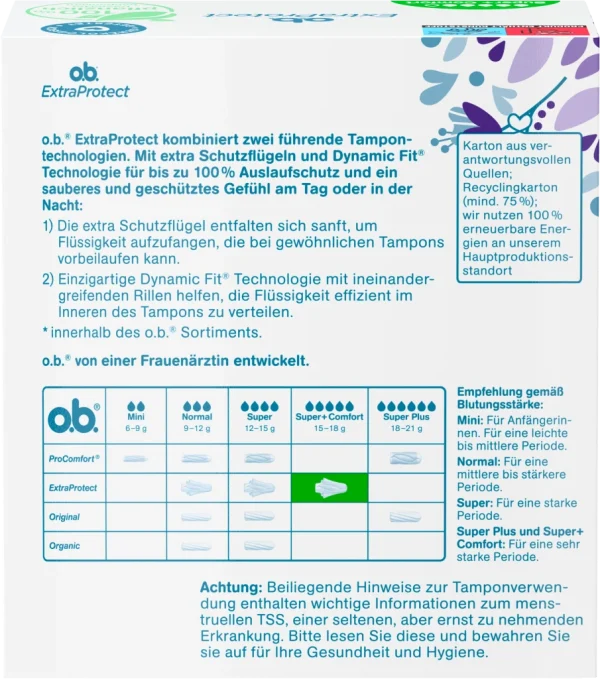 O.b. ExtraProtect Tampons Super+ Comfort 3