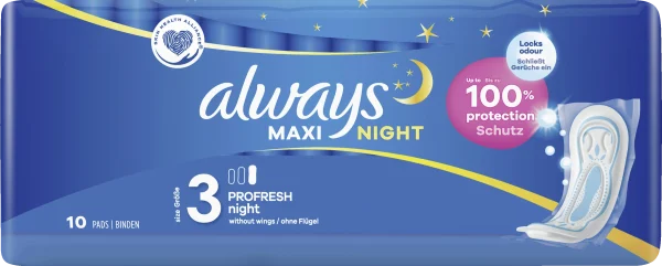 Always® Maxi Night PROFRESH Night Binden Ohne Flügel 5