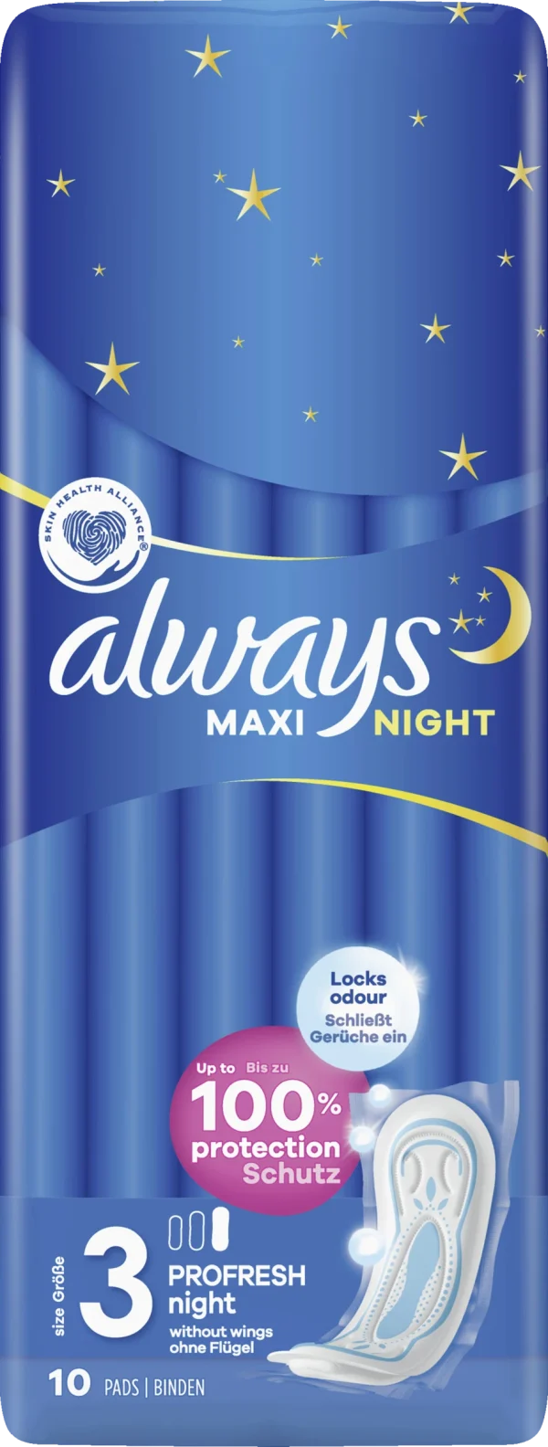 Always® Maxi Night PROFRESH Night Binden Ohne Flügel 1