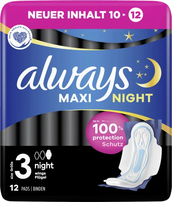 Always® Maxi Damenbinden Night Mit Flügeln 1
