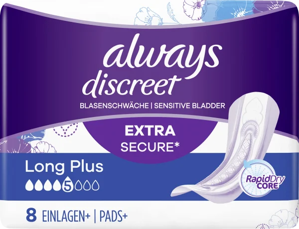 Always® Discreet Inkontinenz-Einlagen+ Long Plus 5