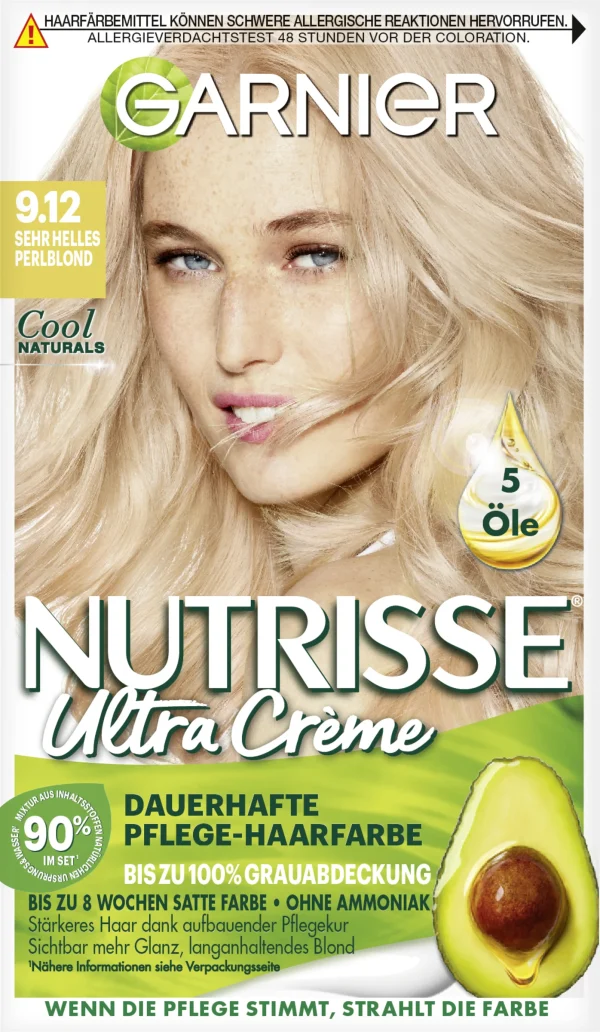 Garnier Nutrisse Ultra Crème Dauerhafte Pflege-Haarfarbe 9.12 Sehr Helles Perlblond 1
