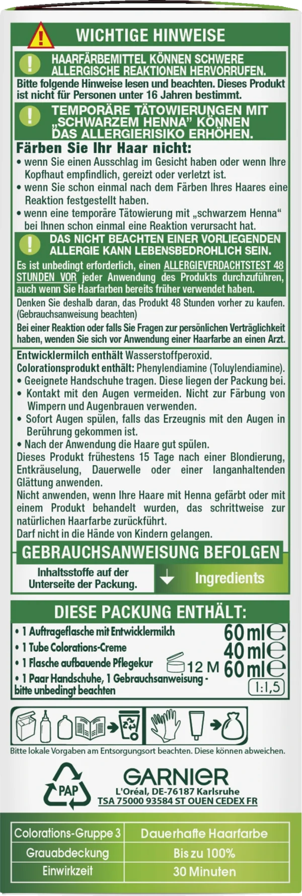 Garnier Nutrisse Ultra Crème Dauerhafte Pflege-Haarfarbe 9.12 Sehr Helles Perlblond 3