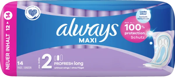 Always® Maxi Damenbinden ProFresh Long Ohne Flügel 1