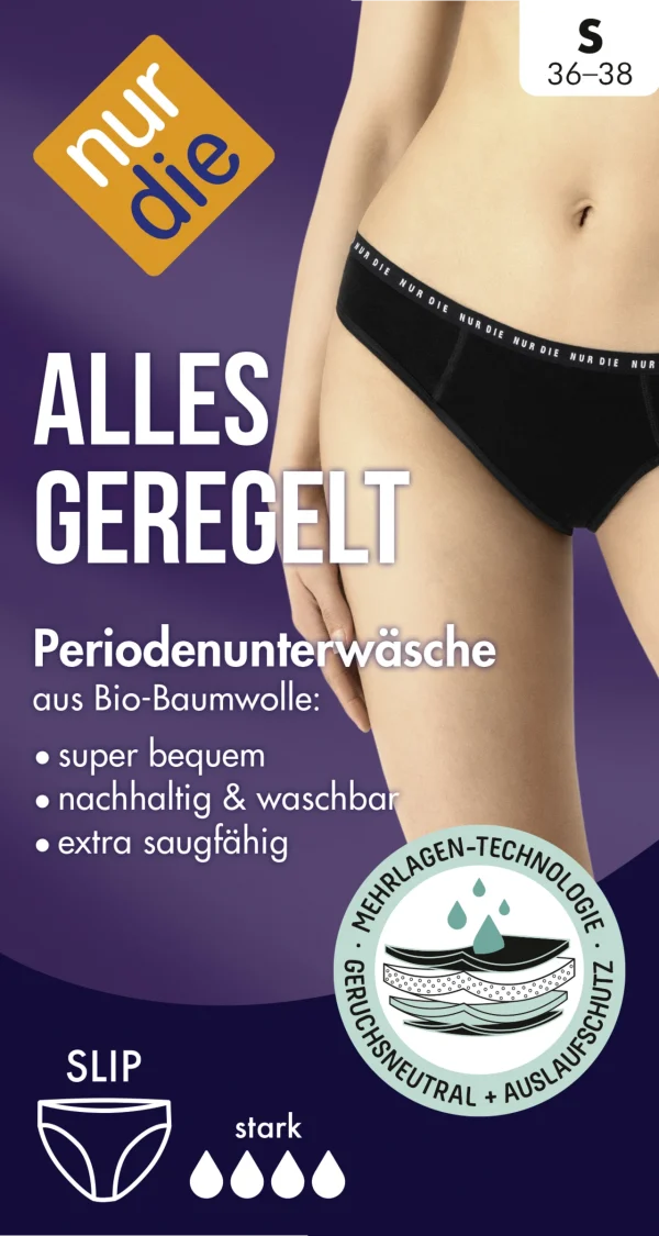 Nur Die Periodenunterwäsche Slip Stark Schwarz Gr. S 36-38 1