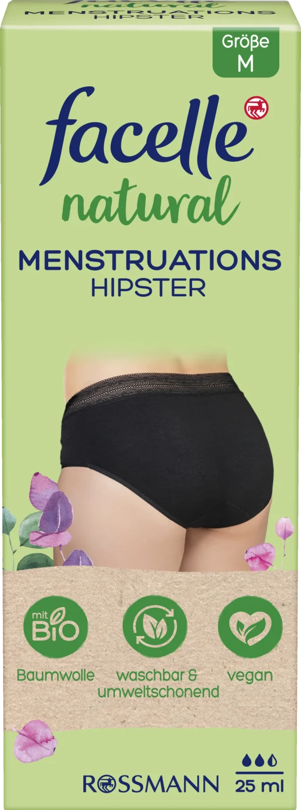 Facelle Natural Menstruations Hipster Gr. M Schwarz 1