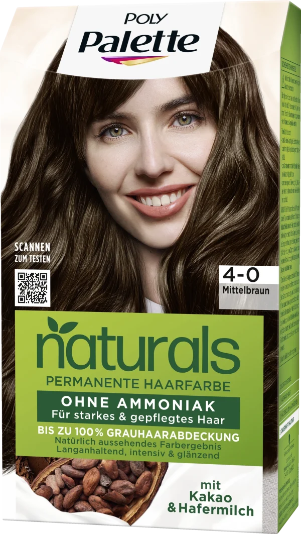 Poly Palette NATURALS Permanente Haarfarbe 4-0 Mittelbraun 1
