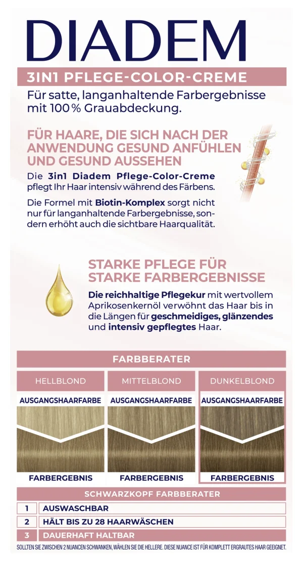 Schwarzkopf Diadem 3in1 Pflege-Color-Creme 722 Dunkel Blond 5