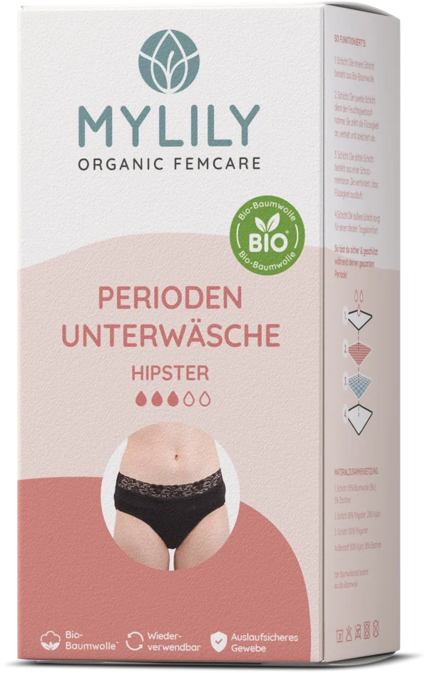 MYLILY Periodenunterwäsche Hipster Strong, Schwarz – S 1